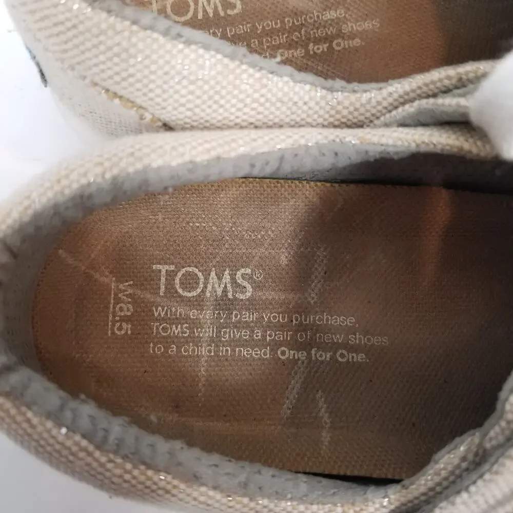 TOMS Women's Cream Canvas Lace Up Sneakers Size 8.5